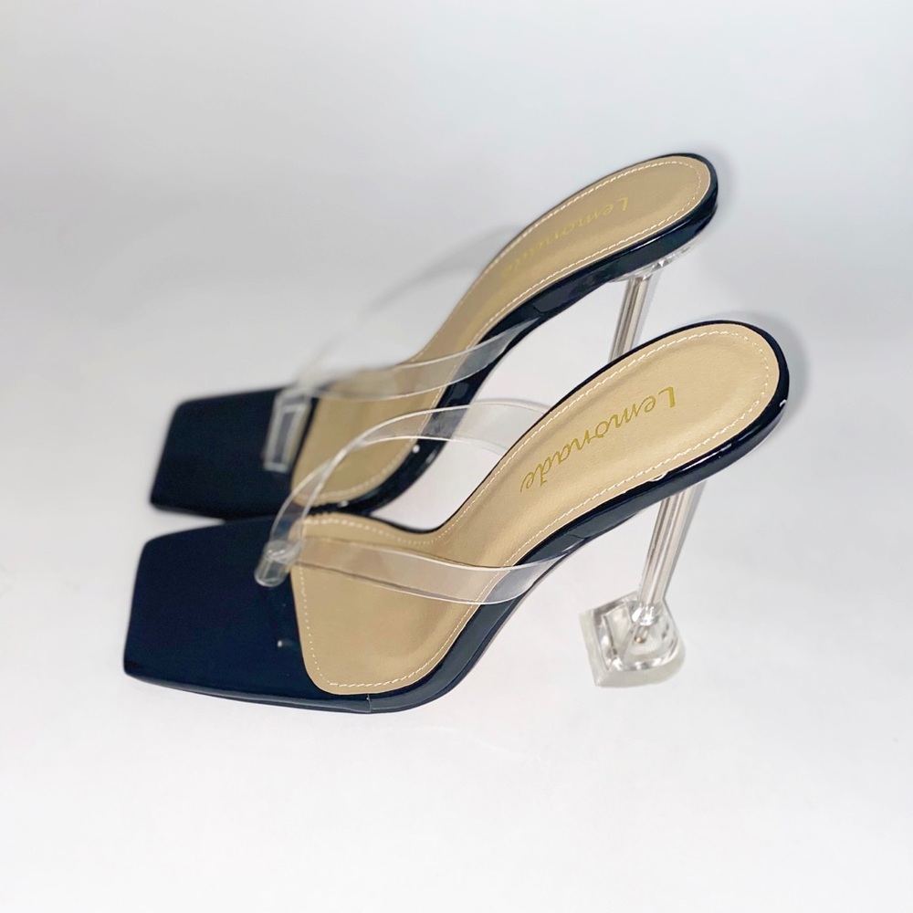 Black Sexy Thong Sandal Heel